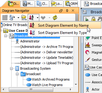 Click Sort Diagram Element by Name