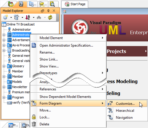 Open Form Diagram dialog box