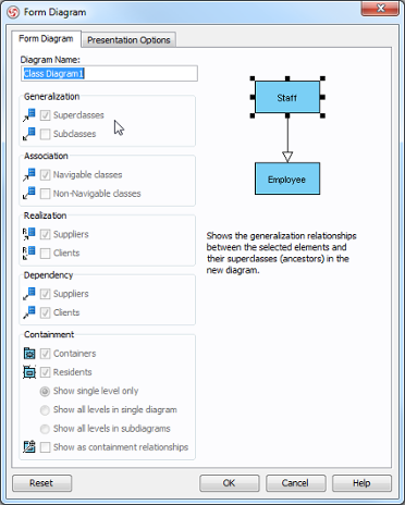 Form Diagram dialog box