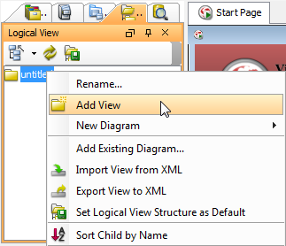 Click Add View from the pop-up menu