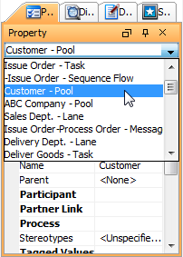 Select Customer - Pool in dropdown menu