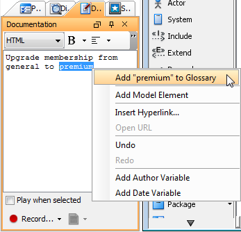 Select Add "premium" to Glossary from the pop-up menu