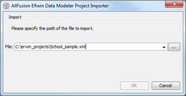Specifying ERwin Data Modeler project file path
