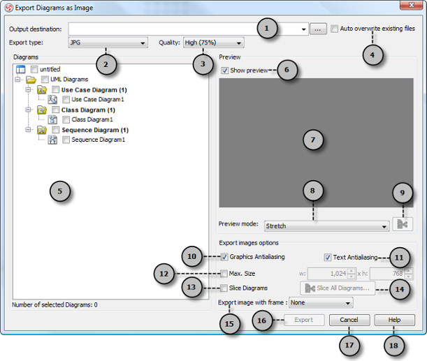 An overview of Export Diagram as Image dialog box