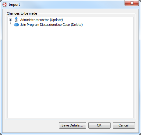 Import dialog box