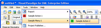 Menu with user-defined menus