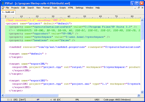 To modify basic properties in build.xml