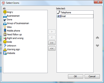 To select icons for chosen node(s)