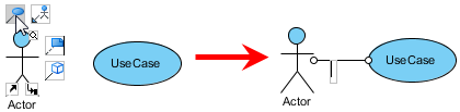 Press a resource icon to connect shapes