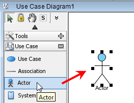 Click an actor on the diagram pane