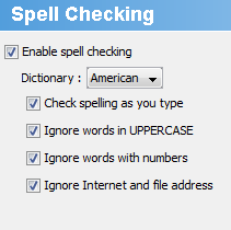 Checking other options of spell checking