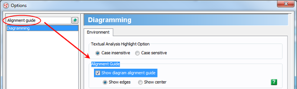 Change alignment guide options