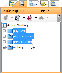 Select several model elements from Model Explorer