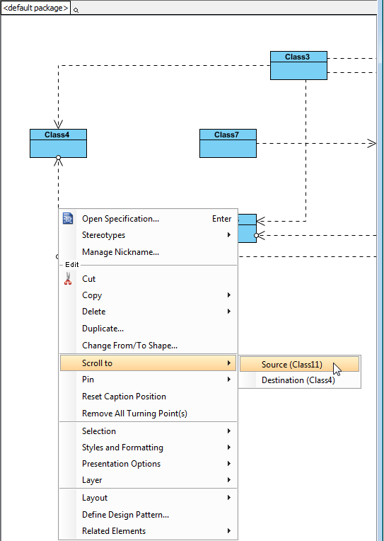 Scroll to from model element