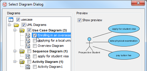 Select an existing diagram