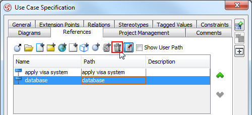 Select a reference to remove