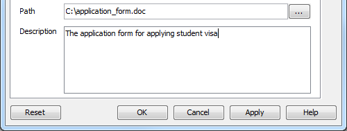 Enter file reference path