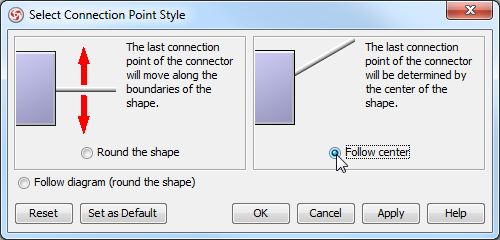 Choose Follow center option