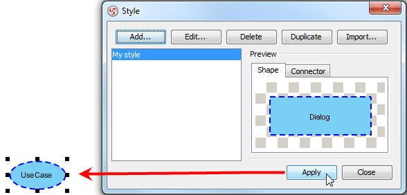 Apply style to selected shape