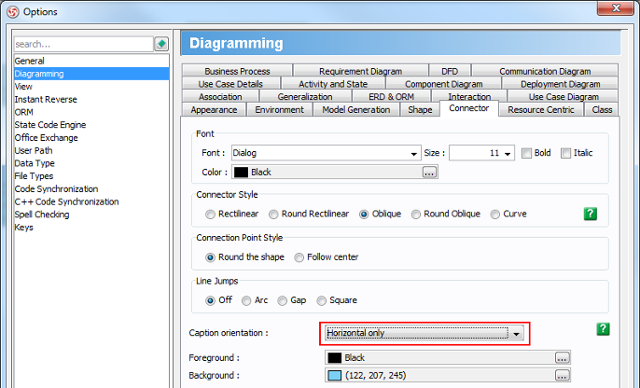 Selecting Horizontal only in Options dialog box