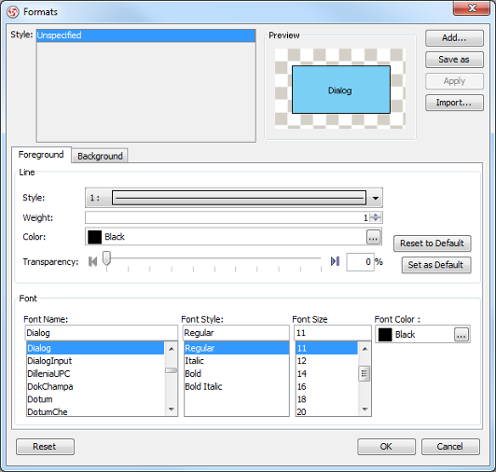 Formats dialog box