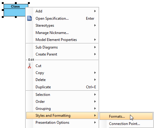 Select Formats... from the pop-up menu