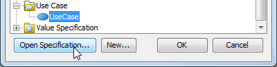 Click Open Specification... button