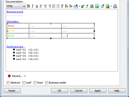 The overview of documentation editor