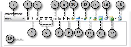 The toolbar on documentation editor