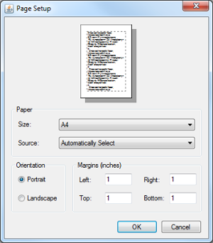 The Page Setup dialog box