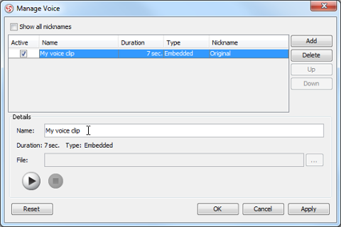 Rename a voice clip