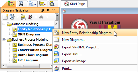 Create entity relationship diagram