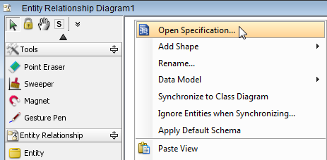 Select Open Specification... from the pop-up menu