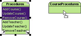 Dragging procedure towards the target procedures container