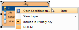  Click Open Specification... from the pop-up menu