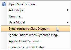 Synchronize to class diagram