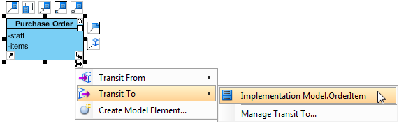 Navigate to a transited shape through the resource centric interface