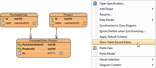 To show table record editor