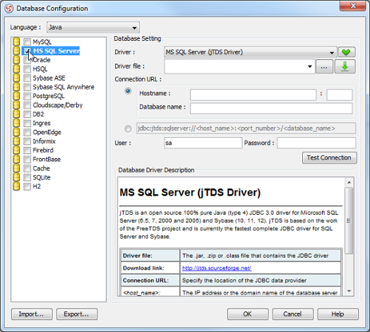 Select database