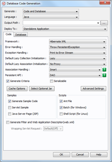 Database code generation