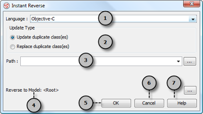 The instant reverse dialog box