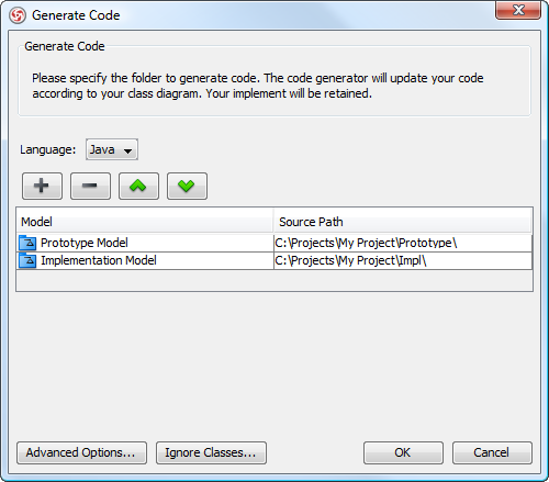 The mappings between models and source paths are defined