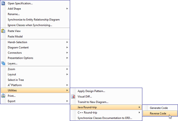 To update UML classes in a diagram from code
