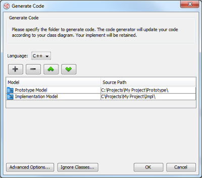 The mappings between models and source paths are defined
