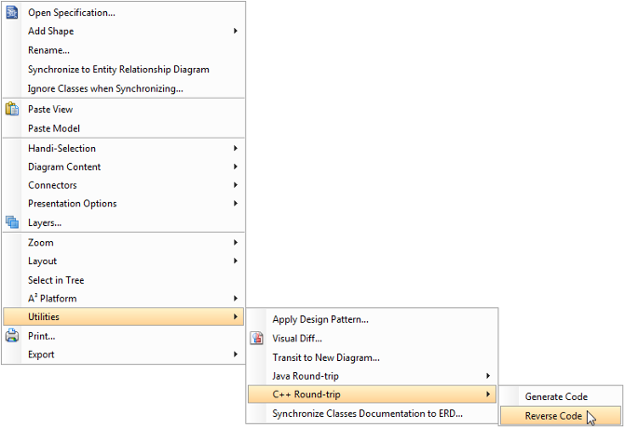 To update UML classes in a diagram from code