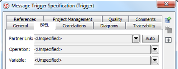 The BPEL tab of message trigger