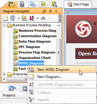 To create a WSDL diagram