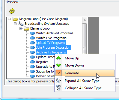 To not generate model elements