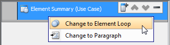 To convert a element summary to element loop/paragraph
