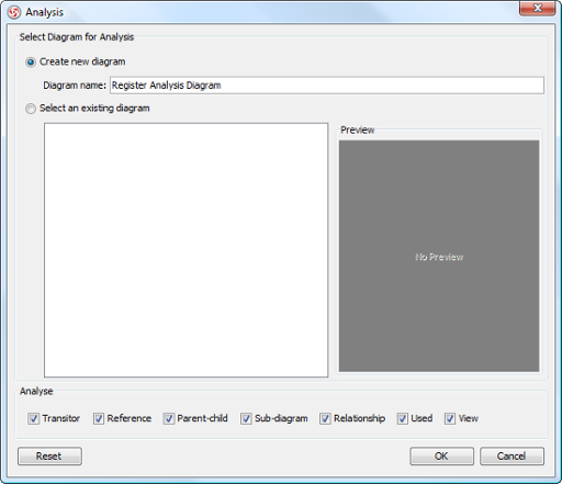Create a diagram, or select an existing analysis diagram to present the result